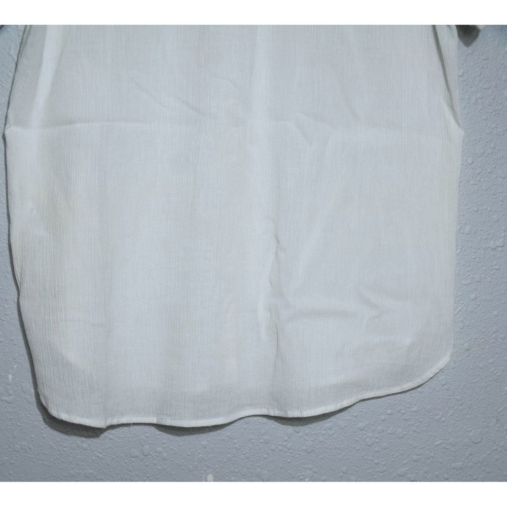 Madewell White Textured Cotton Short Sleeve Button Down Shirt XS Raglan Hem - Picture 4 of 6